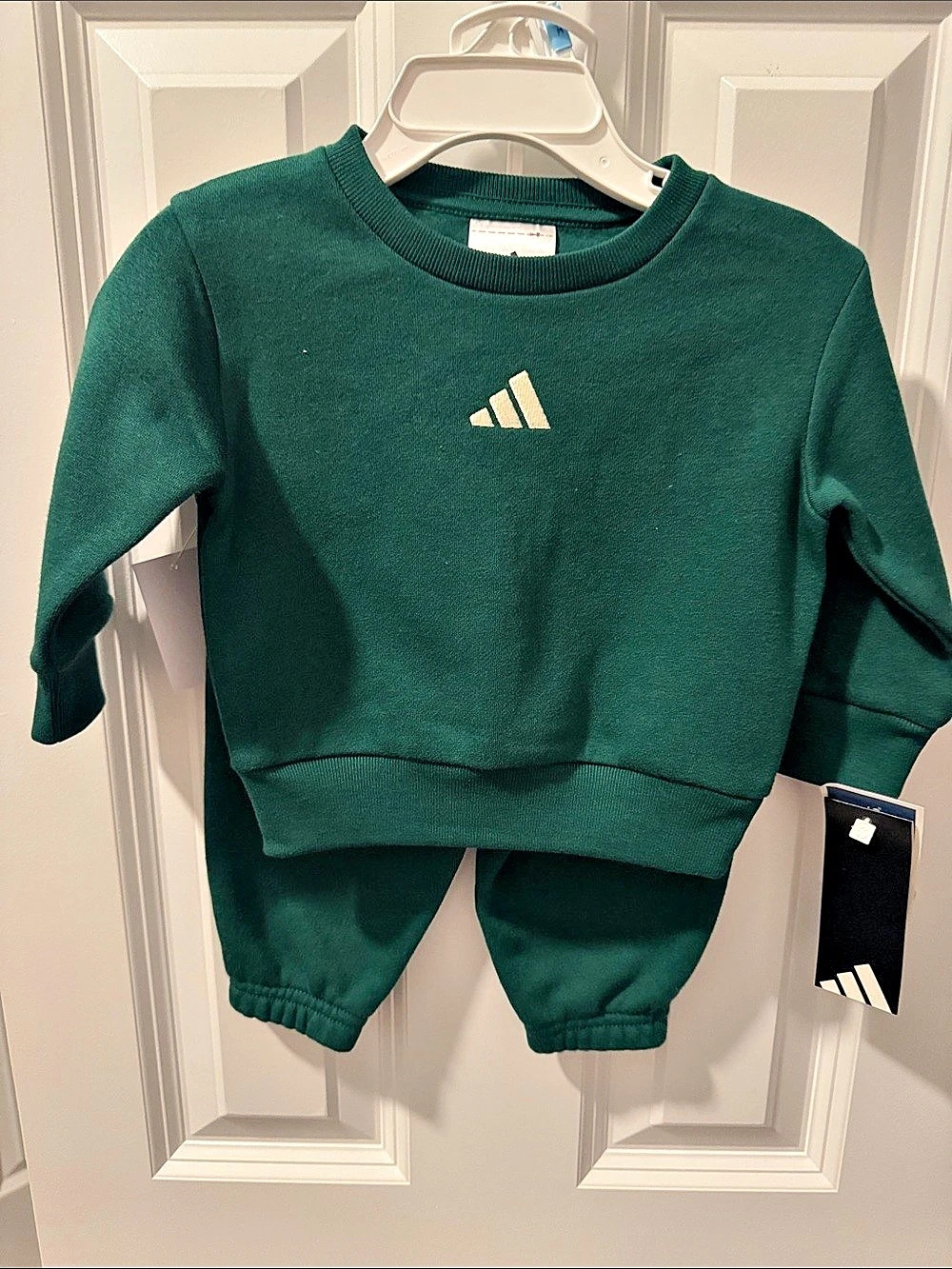 adidas Infant 2-Piece Crewneck Sweatshirt and Jogger Set Green 6M
